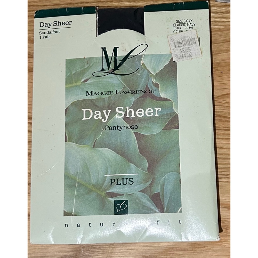 Maggie Lawrence Day‎ Sheer Pantyhose Sandalfoot Plus Size 3X-4X Classic Navy
